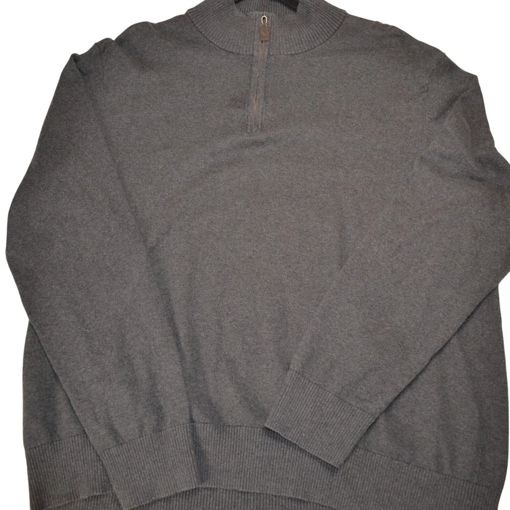 Eddie Bauer Mens 2XL Gray‎ Cotton Merino Wool 1/4 Zip Pullover Sweater